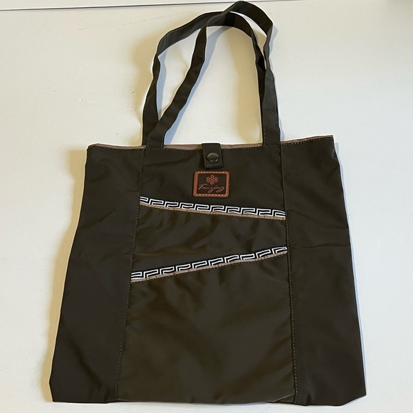 Tenzing Handbags - Tenzing Beown Tote Bag with Patterned Detail and Snap Closure NWOT